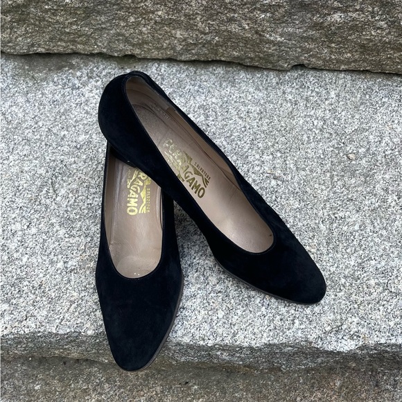 Salvatore Ferragamo Black Suede Pumps - Picture 3 of 10